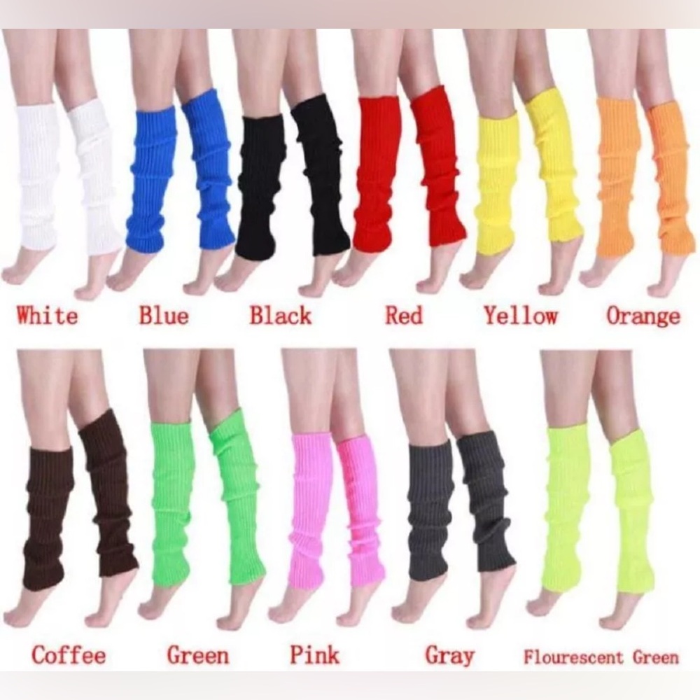LEG WARMERS Knitted Women's Costume Neon Fluro
Dance Party Knit Sexy 80's Yoga - Picture 10 of 11